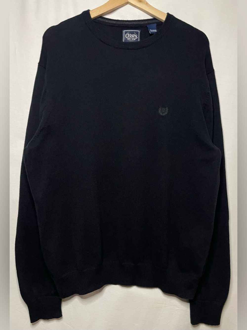 Chaps Black Crewneck Pullover Sweater
